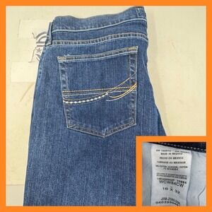 Wrangler As Real As‎ Jeans Womens 16 x 32 Blue Denim Bootcut Embroidered Pockets